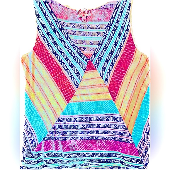 ⭐️PLENTY BY TRACY REESE⭐️100% LINEN V-NECK MULTICOLOR DESIGN TANK TOP SIZE: MED - Picture 8 of 10
